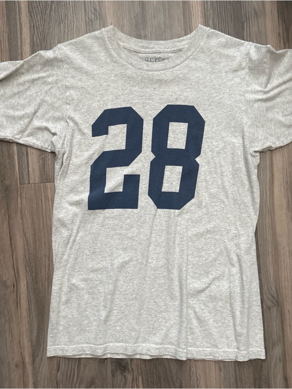 Brandy Melville Heather Gray Graphic Tee with Navy '28' Print